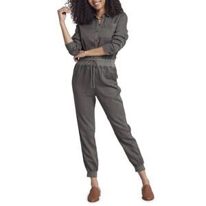 Faherty Arlie Day Long Sleeve Jumpsuit in Surplus Green Size Small